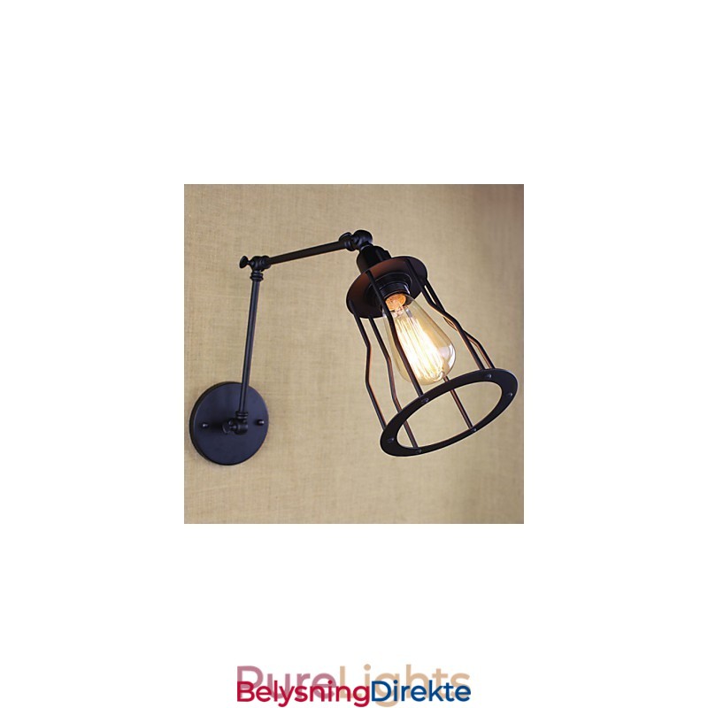 Stil Seng Hotellrestaurant Prosjekt Jernarm Dobbel Retro Vintage Svart Belte Vegglampe Bryter