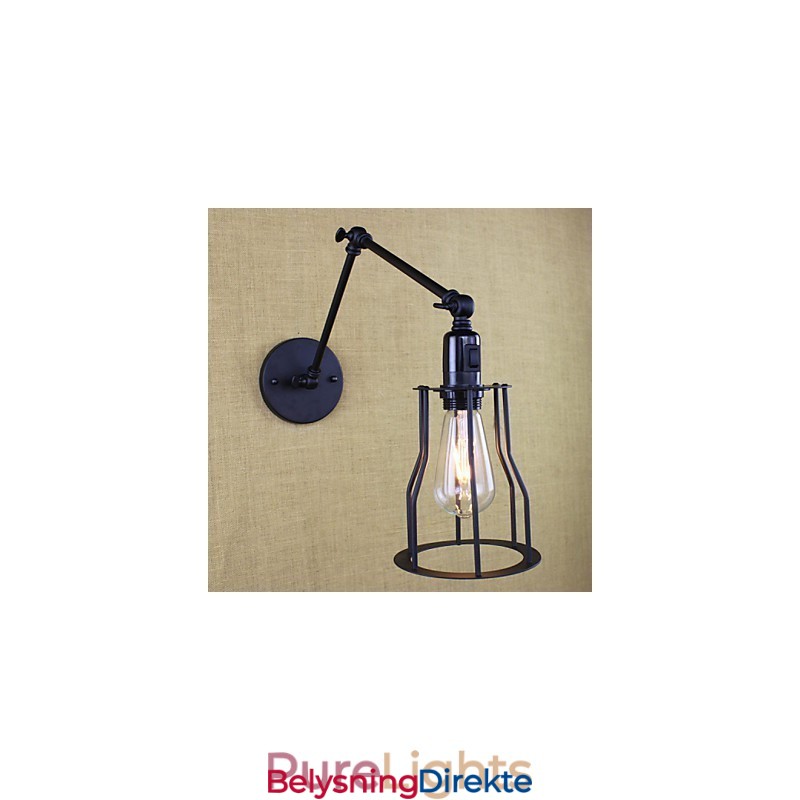 Stil Seng Hotellrestaurant Prosjekt Jernarm Dobbel Retro Vintage Svart Belte Vegglampe Bryter