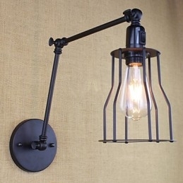 Stil Seng Hotellrestaurant Prosjekt Jernarm Dobbel Retro Vintage Svart Belte Vegglampe Bryter