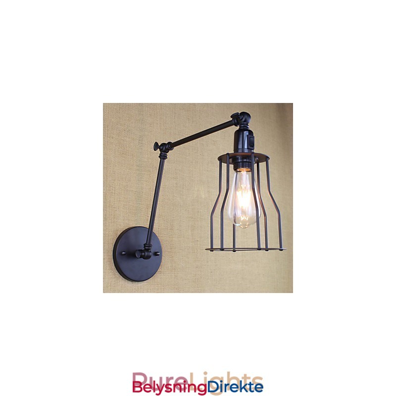 Stil Seng Hotellrestaurant Prosjekt Jernarm Dobbel Retro Vintage Svart Belte Vegglampe Bryter