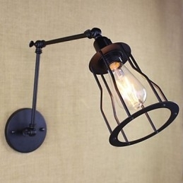 Stil Seng Hotellrestaurant Prosjekt Jernarm Dobbel Retro Vintage Svart Belte Vegglampe Bryter