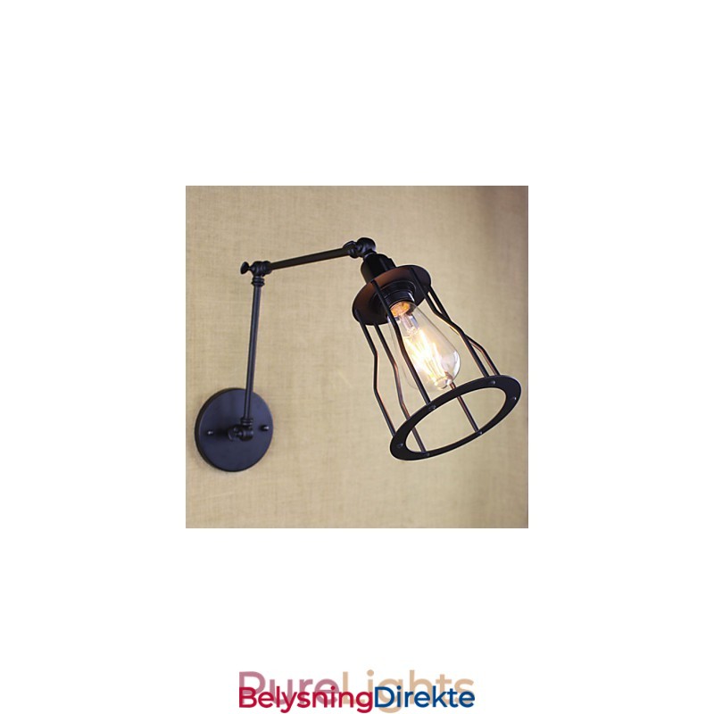 Stil Seng Hotellrestaurant Prosjekt Jernarm Dobbel Retro Vintage Svart Belte Vegglampe Bryter