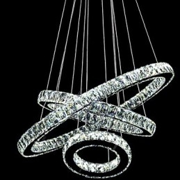 Krystall Pendellampe Moderne Belysning Med Tre Ringer D406080 K9 Store Krystall Taklamper
