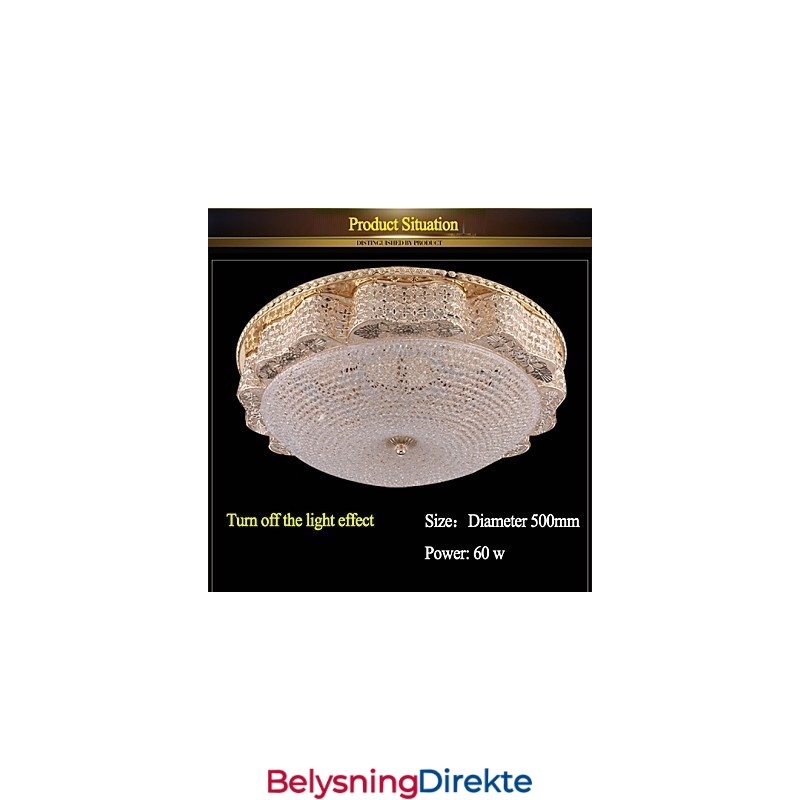 Moderne Luksuriøs Krystall Takmontert Lys Absorberende Kuppellys Diameter 50 Cm