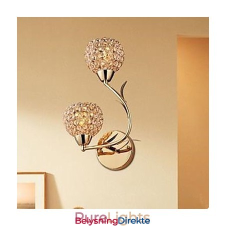 Kontraktert Og Moderne Gyllen Dobbelthodet K9 Krystallvegglampe