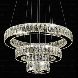 Krystall Pendellampe Moderne Belysning Med Tre Ringer D406080 K9 Store Krystall Taklamper