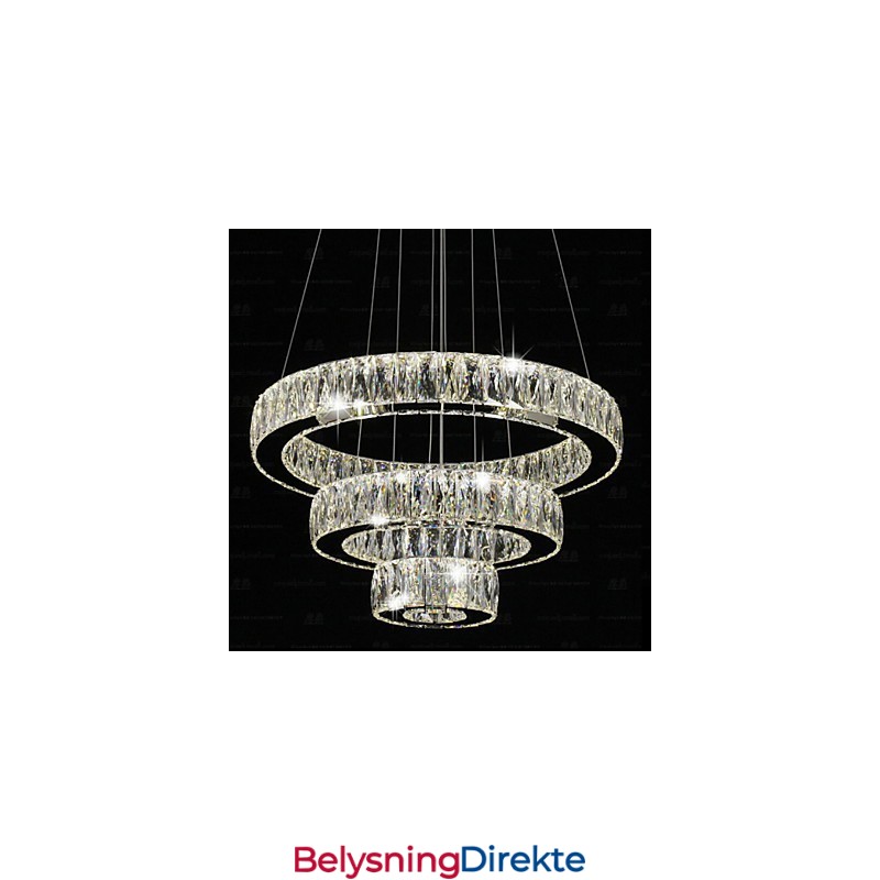 Krystall Pendellampe Moderne Belysning Med Tre Ringer D406080 K9 Store Krystall Taklamper