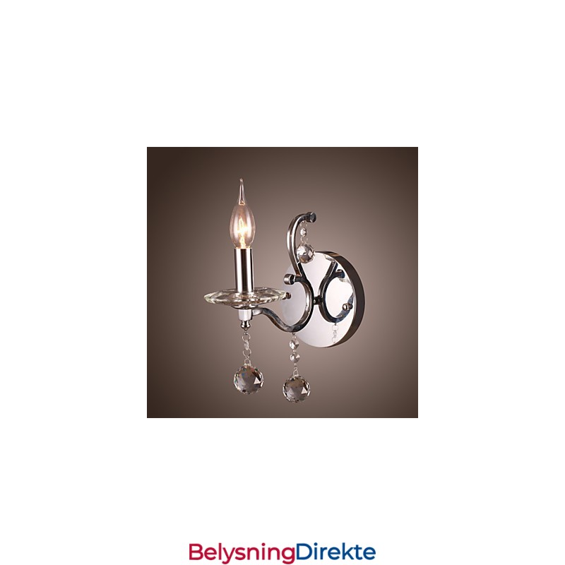 Sølvfarget Krystallvegglampe Med 1 Lys