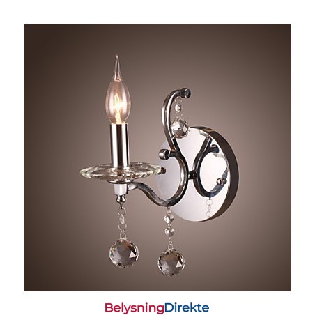 Sølvfarget Krystallvegglampe Med 1 Lys