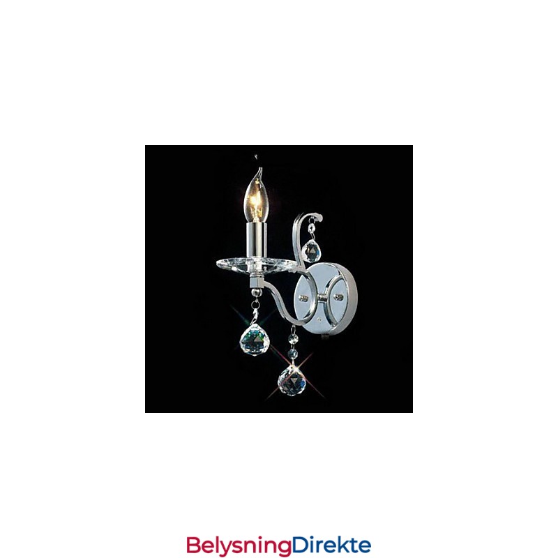 Sølvfarget Krystallvegglampe Med 1 Lys