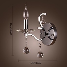 Sølvfarget Krystallvegglampe Med 1 Lys