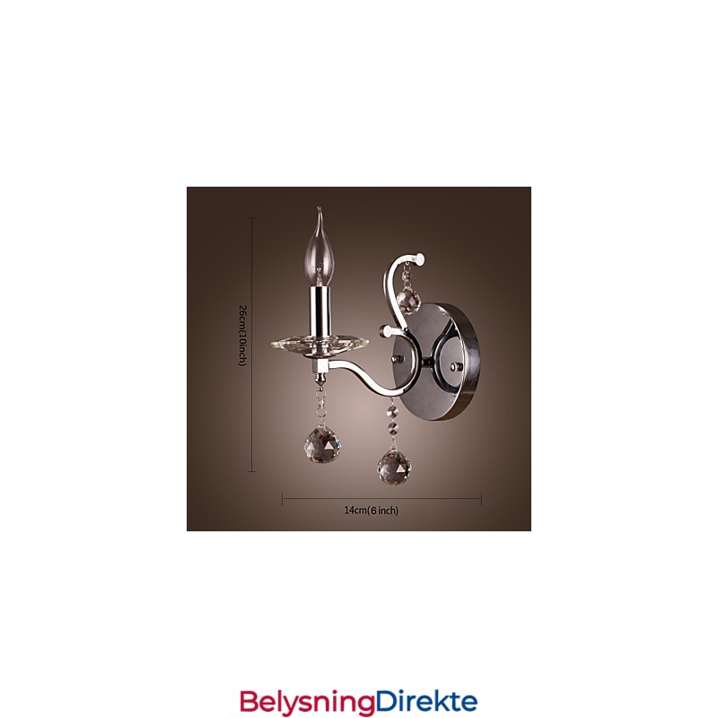 Sølvfarget Krystallvegglampe Med 1 Lys