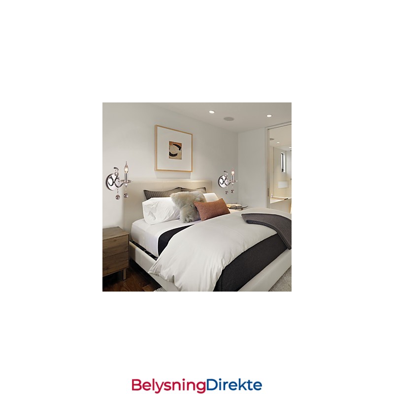 Sølvfarget Krystallvegglampe Med 1 Lys