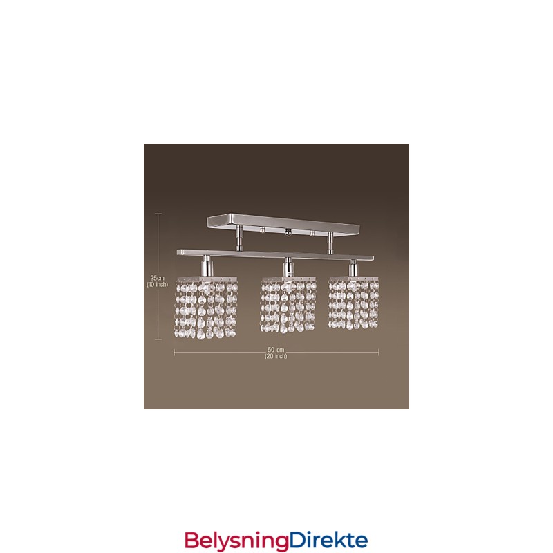 Lineær Lysekrone Med Øylampe Crysal 3 Lys