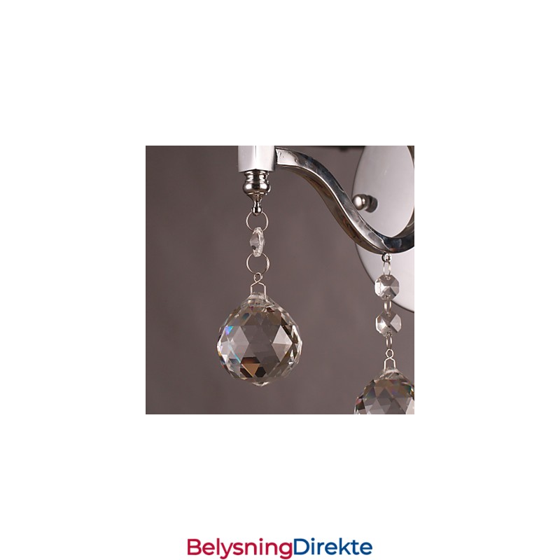 Sølvfarget Krystallvegglampe Med 1 Lys