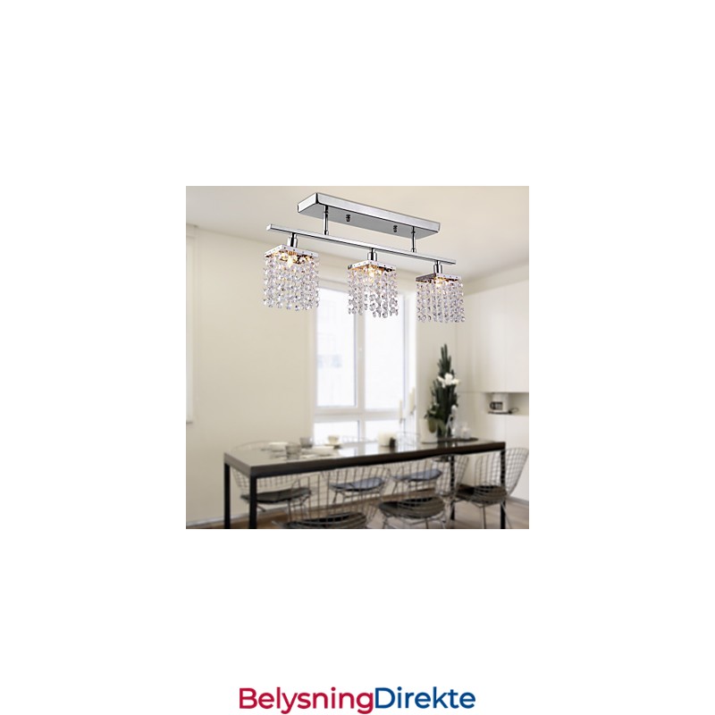 Lineær Lysekrone Med Øylampe Crysal 3 Lys