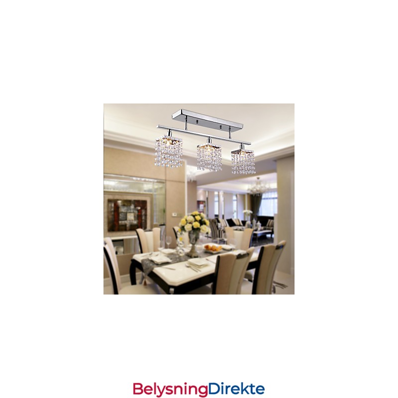 Lineær Lysekrone Med Øylampe Crysal 3 Lys