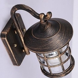 Antikk Rustikk Jern Vanntett Utendørs Vegglampe Vintage Lanterne Lys Rusten Matt Svart Korridor Gang Vegglampe