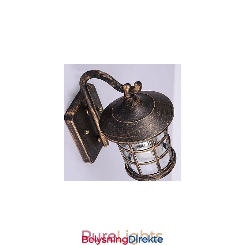 Antikk Rustikk Jern Vanntett Utendørs Vegglampe Vintage Lanterne Lys Rusten Matt Svart Korridor Gang Vegglampe