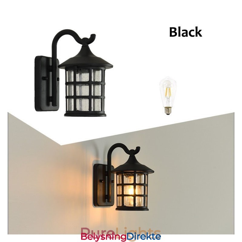 Antikk Rustikk Jern Vanntett Utendørs Vegglampe Vintage Lanterne Lys Rusten Matt Svart Korridor Gang Vegglampe