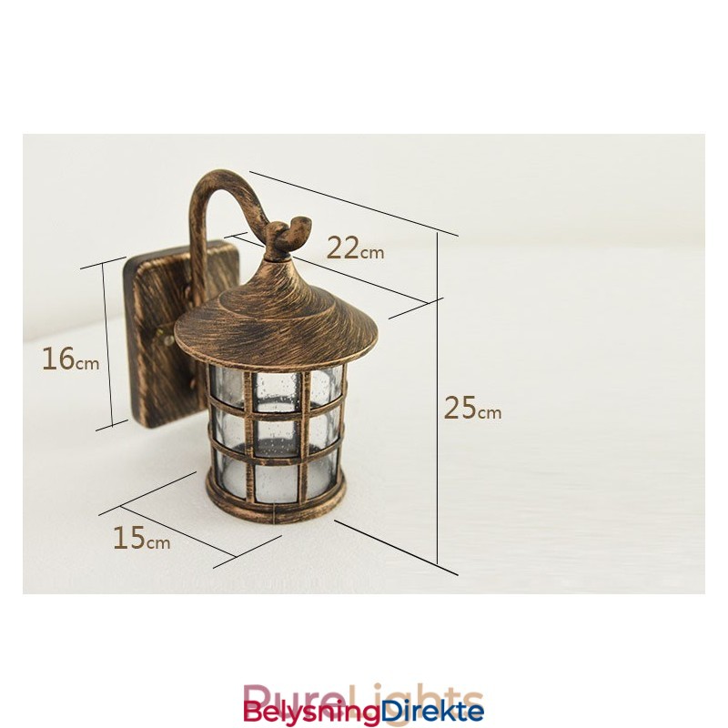 Antikk Rustikk Jern Vanntett Utendørs Vegglampe Vintage Lanterne Lys Rusten Matt Svart Korridor Gang Vegglampe