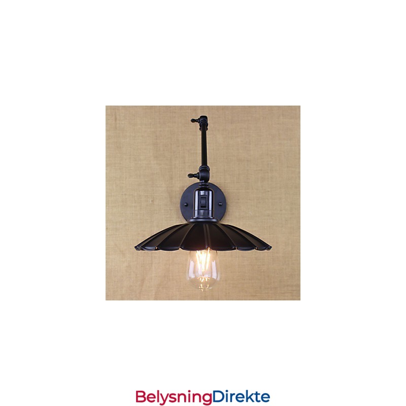 Nattbordslampe For Soverom, Hotell, Ingeniørkunst, Restaurant, Retro, Matt Svart, Belte, Lang Arm, Dobbel Bryter, Vegglampe