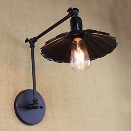 Nattbordslampe For Soverom, Hotell, Ingeniørkunst, Restaurant, Retro, Matt Svart, Belte, Lang Arm, Dobbel Bryter, Vegglampe