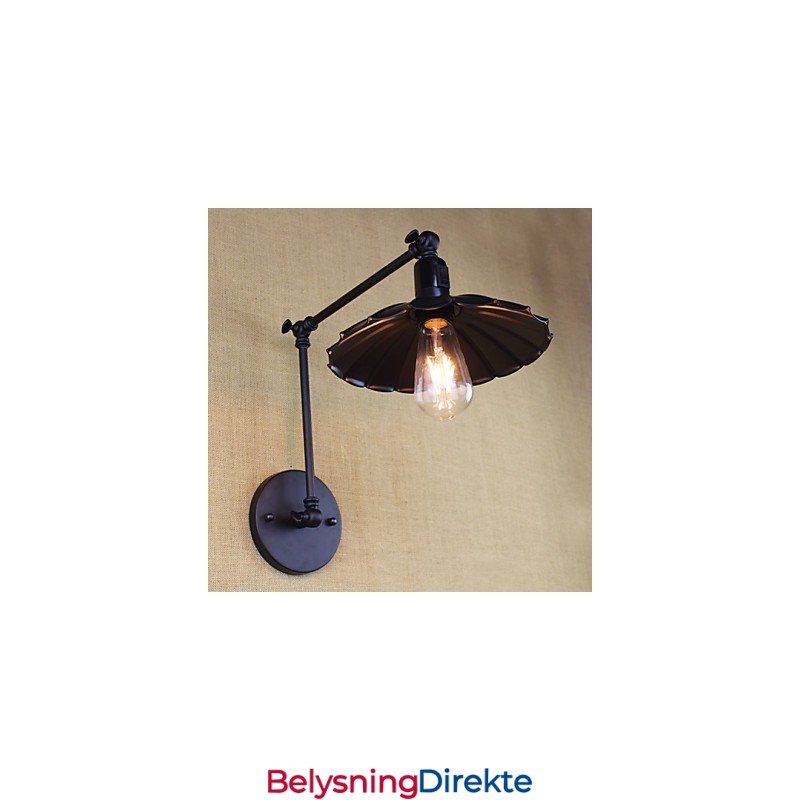 Nattbordslampe For Soverom, Hotell, Ingeniørkunst, Restaurant, Retro, Matt Svart, Belte, Lang Arm, Dobbel Bryter, Vegglampe