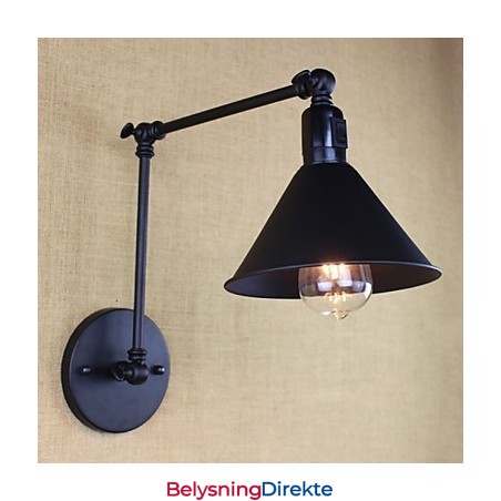 Retro Matt Svart Belte Med Lang Arm, Dobbel Veggbryter