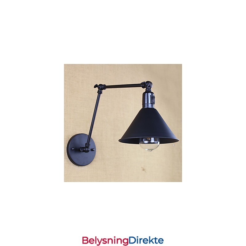 Retro Matt Svart Belte Med Lang Arm, Dobbel Veggbryter