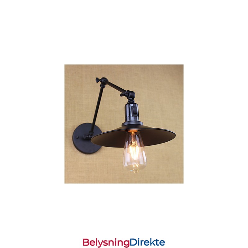 Retro Matt Svart Belte Med Lang Arm, Dobbel Veggbryter