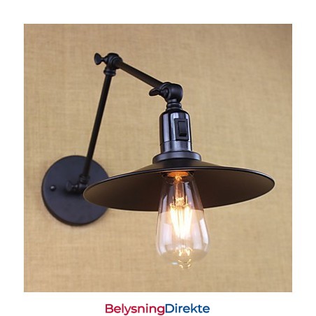 Retro Matt Svart Belte Med Lang Arm, Dobbel Veggbryter