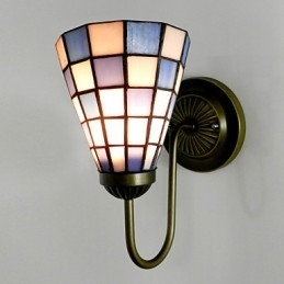 15 Cm Moderne Og Innrammet Glasslampe Med Vegglampe I Blå Og Hvite Firkanter