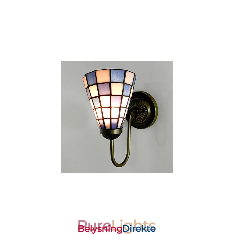 15 Cm Moderne Og Innrammet Glasslampe Med Vegglampe I Blå Og Hvite Firkanter