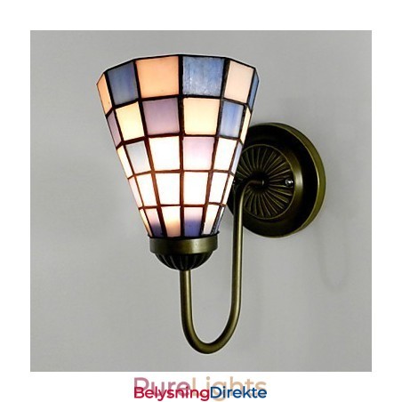 15 Cm Moderne Og Innrammet Glasslampe Med Vegglampe I Blå Og Hvite Firkanter