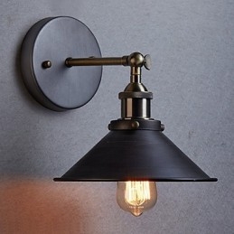 Industriell Vintage Edison Simplicity 1 Lys Veggmontert Spisestue Arbeidsrom Kontor Gang Metall Vegglampe