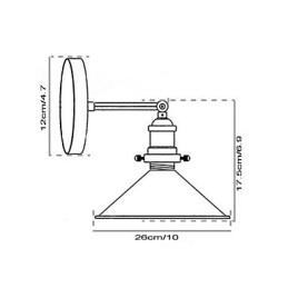 Industriell Vintage Edison Simplicity 1 Lys Veggmontert Spisestue Arbeidsrom Kontor Gang Metall Vegglampe