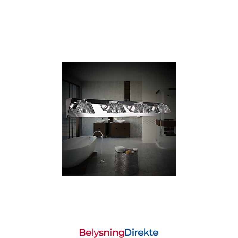 Moderne Vegglampe Med Glassskjerm, 4 Lys, Speilfront