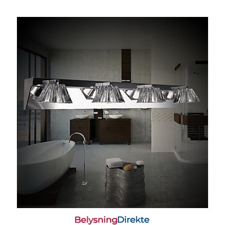 Moderne Vegglampe Med Glassskjerm, 4 Lys, Speilfront
