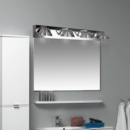 Moderne Vegglampe Med Glassskjerm, 4 Lys, Speilfront