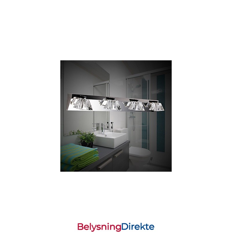 Moderne Vegglampe Med Glassskjerm, 4 Lys, Speilfront