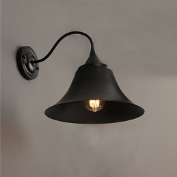 Designer Duds Loft-Stil Gammel Svart Jernhette Vegglampe