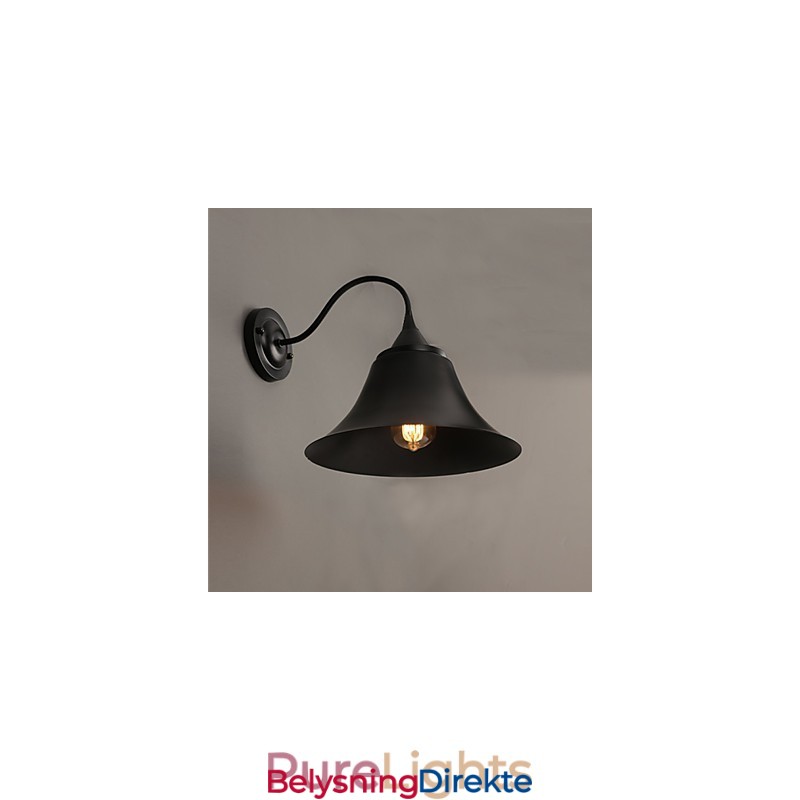 Designer Duds Loft-Stil Gammel Svart Jernhette Vegglampe