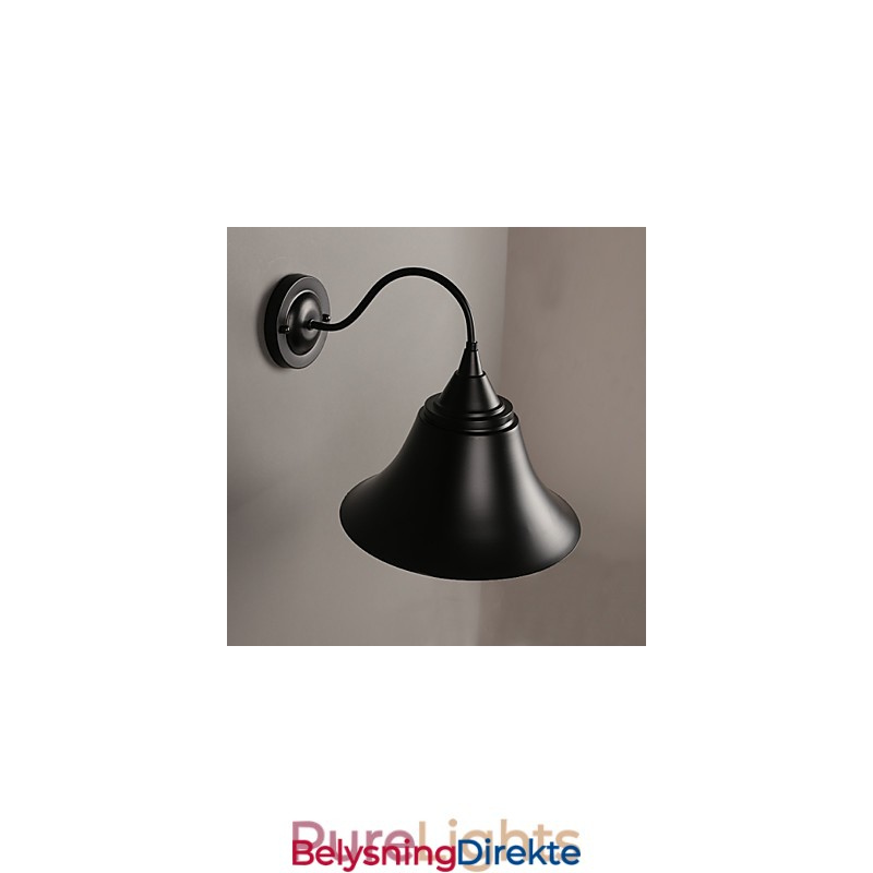 Designer Duds Loft-Stil Gammel Svart Jernhette Vegglampe
