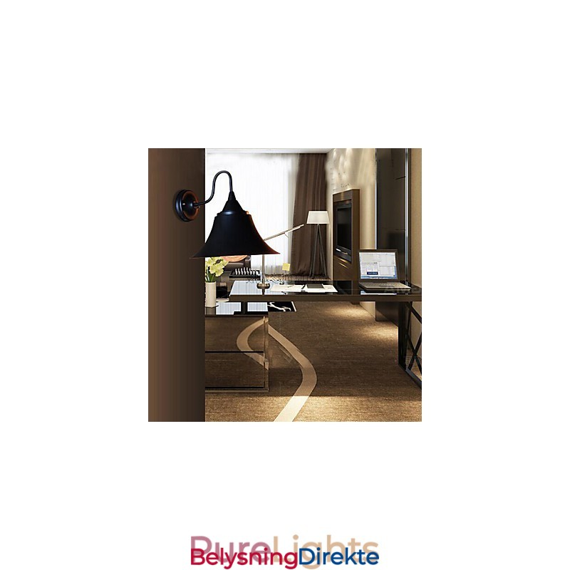 Designer Duds Loft-Stil Gammel Svart Jernhette Vegglampe