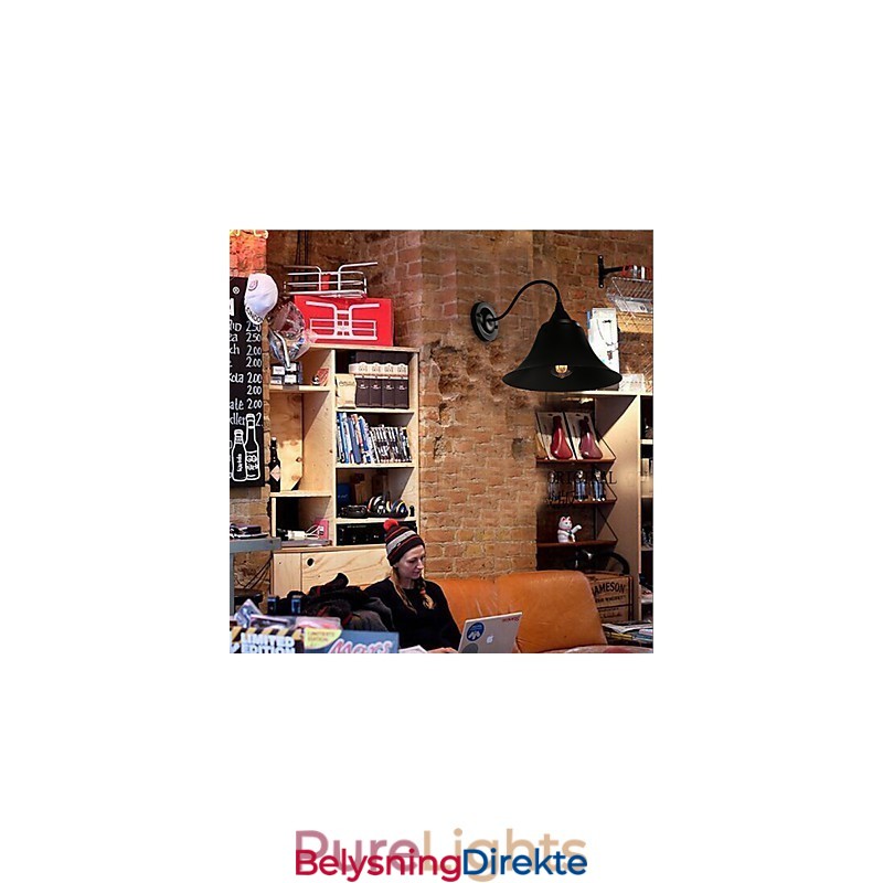 Designer Duds Loft-Stil Gammel Svart Jernhette Vegglampe