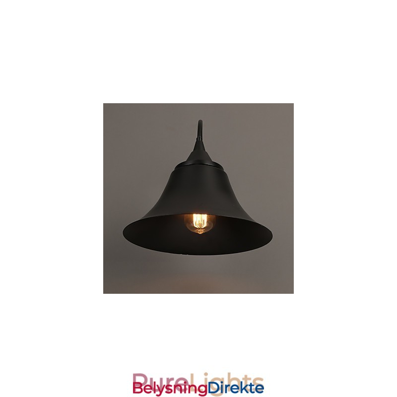 Designer Duds Loft-Stil Gammel Svart Jernhette Vegglampe