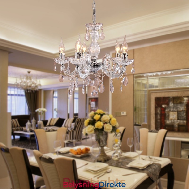 Upligh Krom Taklampe Stearinlys Akryl Armatur Lysekrone Anheng