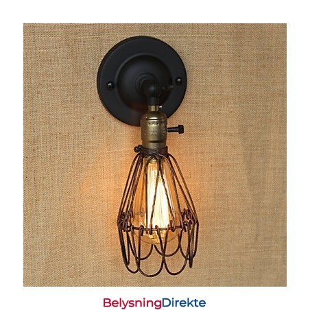 Amerikansk Industriell Stil Gjerde Rusten Jernnett Dekorativ Vegglampe