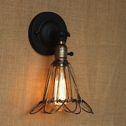 Amerikansk Industriell Stil Gjerde Jernnett Bronse Dekorativ Vegglampe
